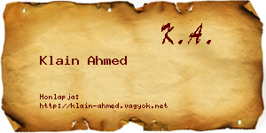 Klain Ahmed névjegykártya